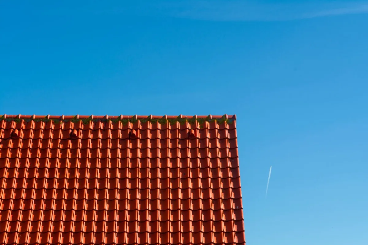 Tile roof gable in full sun, the kind of exposure that sets roof life in Amarillo, TX